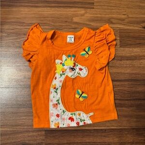 SHEIN Orange Short Sleeve Tee with Giraffe Design